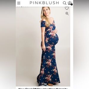Long Maternity Dress Burgundy Floral